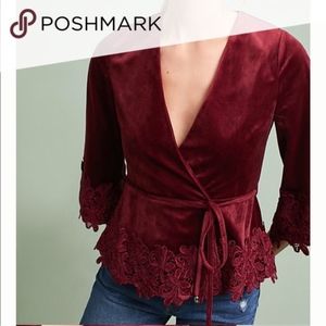 Moon River Burgandy Velvet Coat Size Small